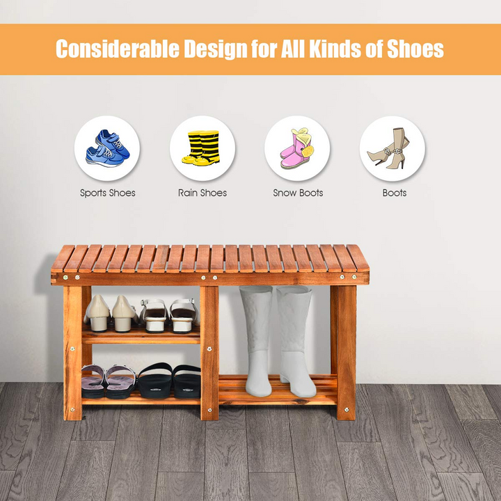 Giantex 2-Tier Shoe Bench Entryway Shoe Rack with Seat