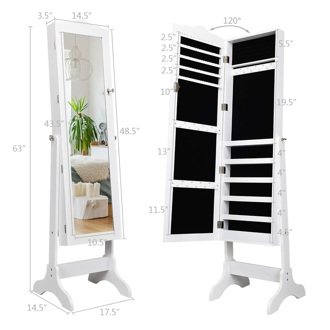 Jewelry Cabinet Armoire Lockable with Mirror - Giantex