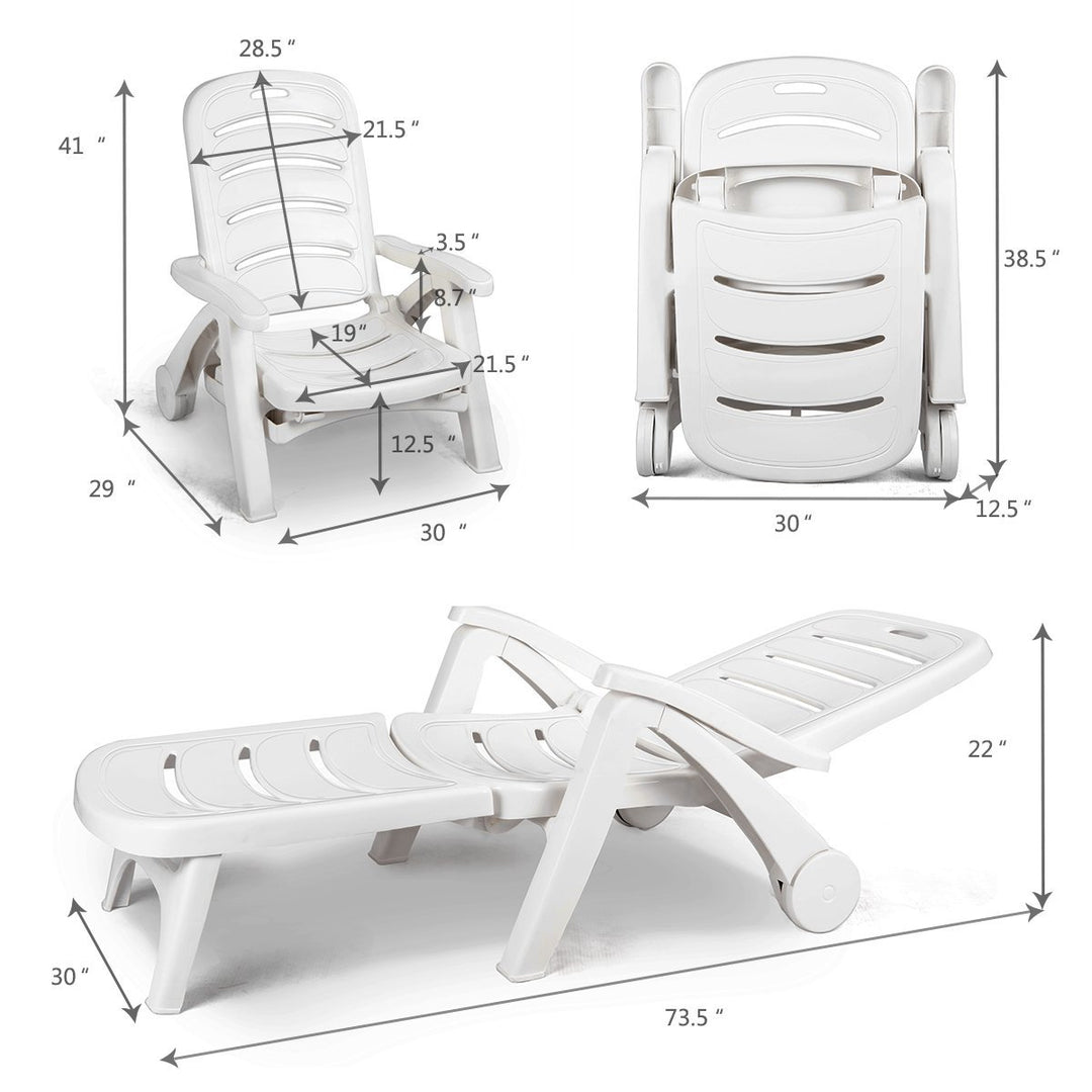  Patio Chaise Lounge Recliner on Wheels - Giantex