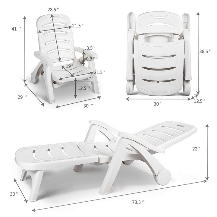  Patio Chaise Lounge Recliner on Wheels - Giantex