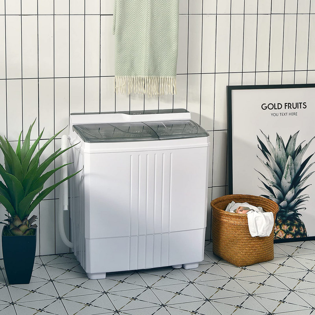 Compact Mini Laundry Washer for Apartment and Home (White &amp; Gray)