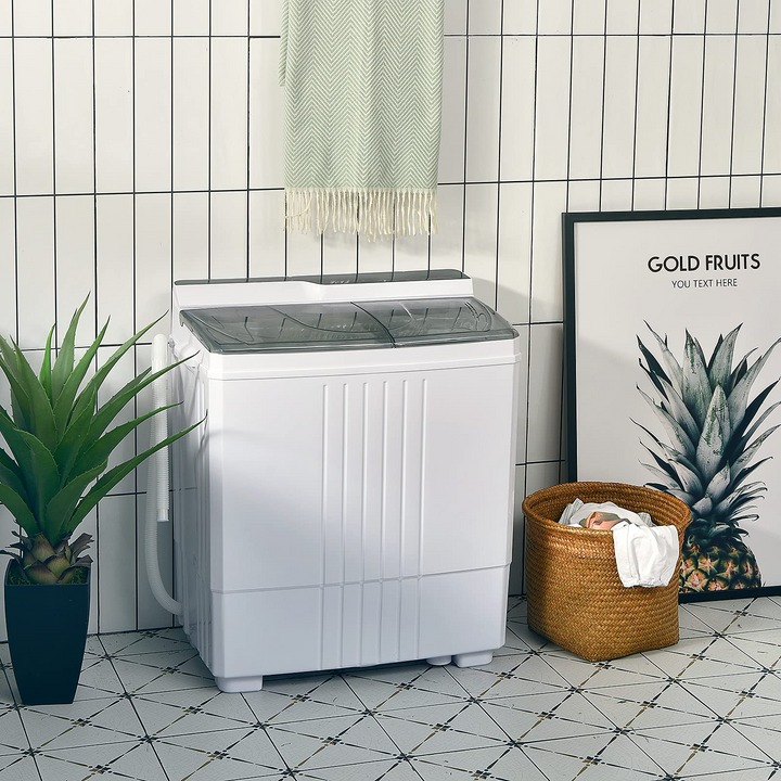 Compact Mini Laundry Washer for Apartment and Home (White &amp; Gray)