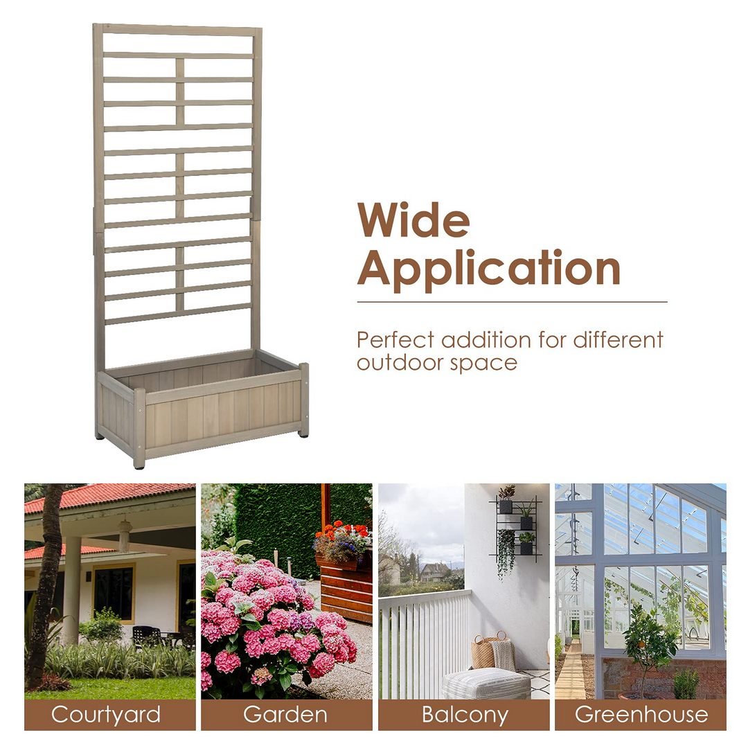 Plant Raised Bed with Trellis for Flower Climbing