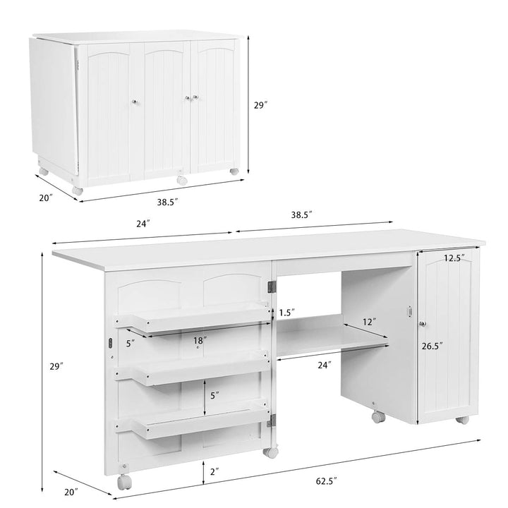 Giantex Folding Sewing Cabinet with 3 Storage Bins