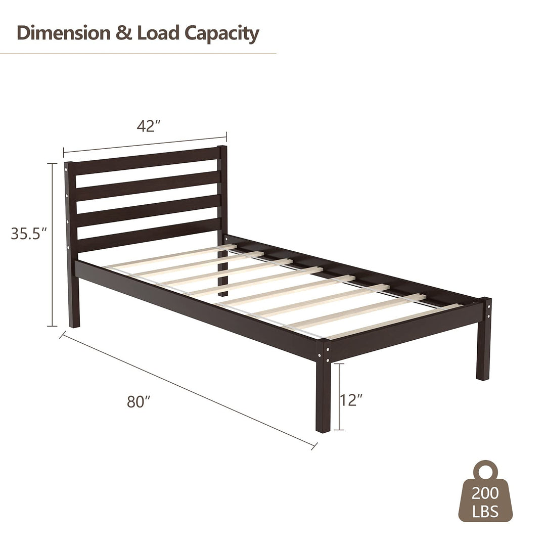 Giantex Twin Size Wood Slat Support, No Spring Needed, Bed Mattress Foundation, Espresso