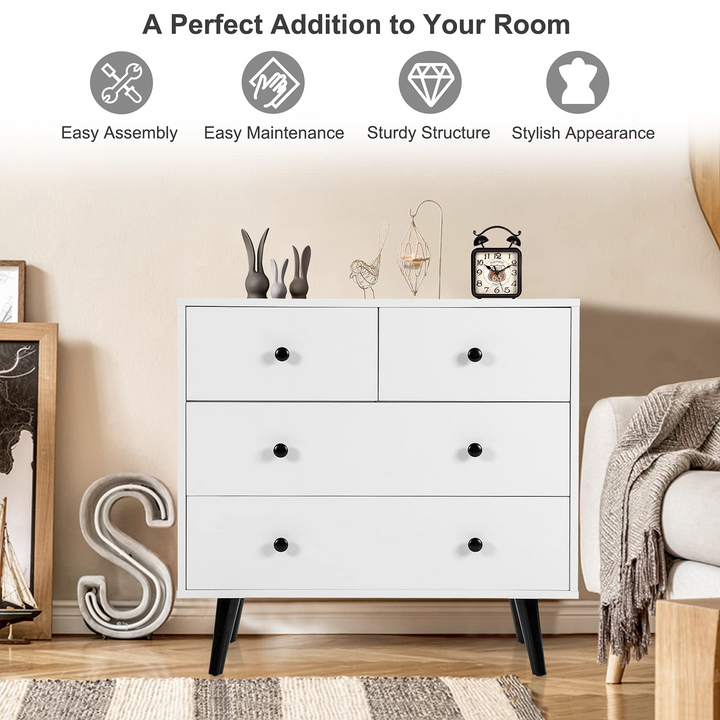 Giantex 4 Drawer Chest Dresser w/Spacious Drawers &amp; Metal Handles