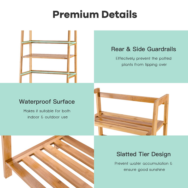 Giantex 4-Tier Bamboo Plant Stand Flower Pots Holder Display Shelf, 47.5"