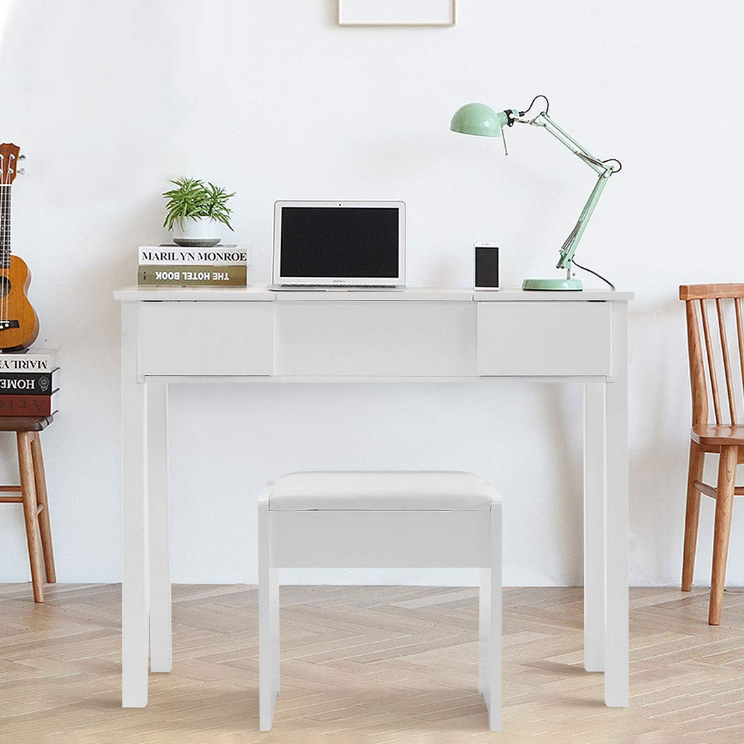 Giantex Makeup Dressing Table Writing Desk with 2 Drawers &amp; 3 Removable Organizers
