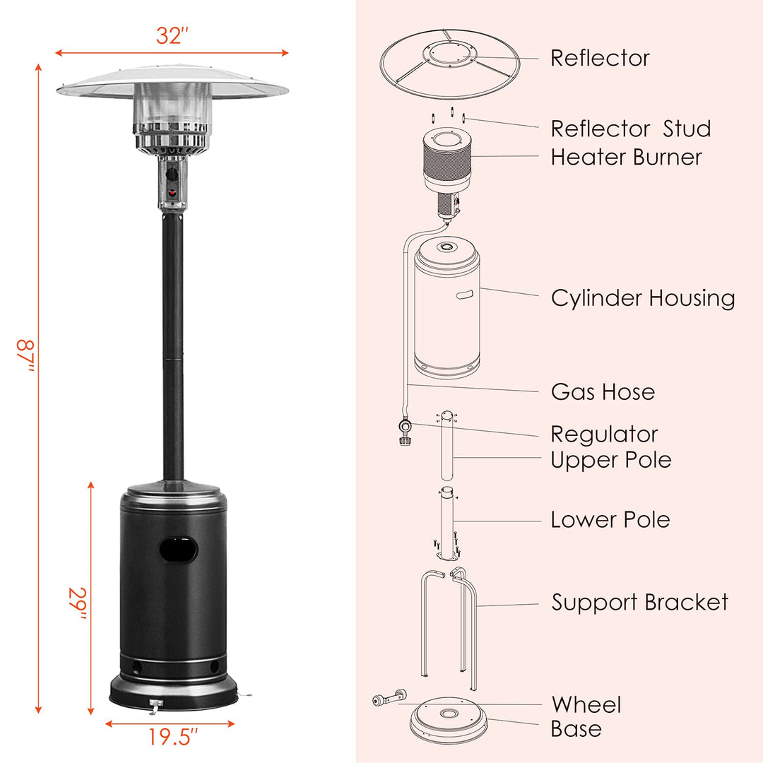 Giantex Patio Heaters for Outdoor Use, 48000 BTU Propane Outdoor Heaters with Wheels