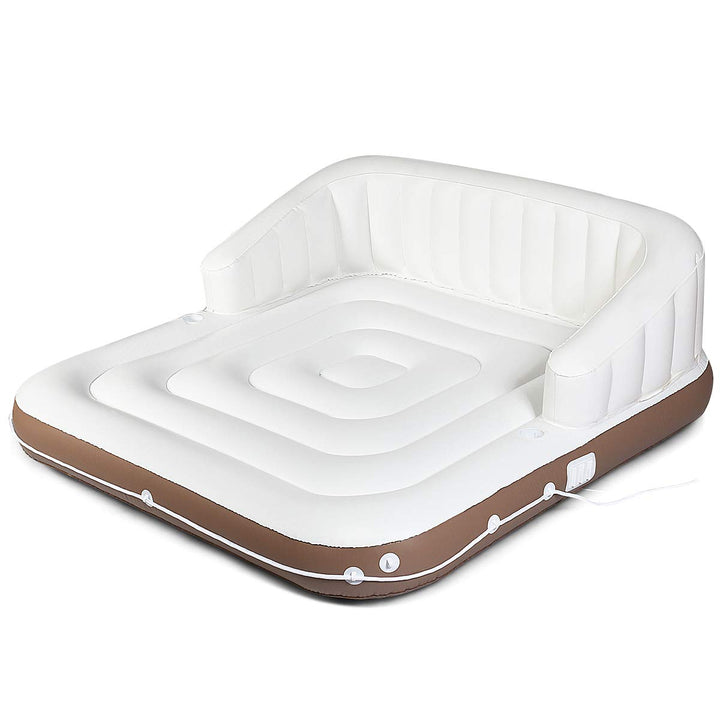 Giantex Canopy Island Inflatable Pool Float Comfortable Lounge Surface – Built-in Cup Holders – Detachable Sunshade – 440lb Max Weight Capacity