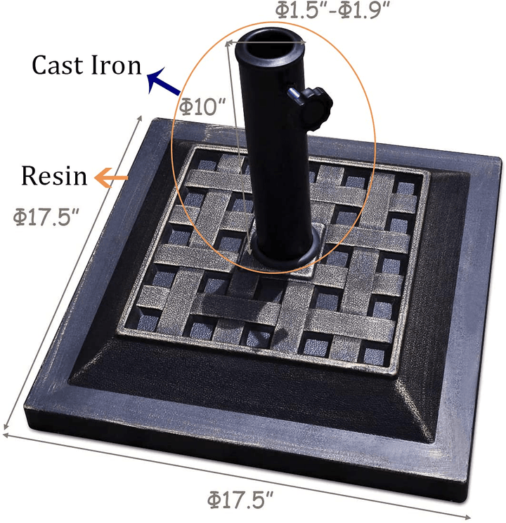 Giantex 30lbs Patio Market Umbrella Base, Classic Square, 17.5"X 17.5" - Giantexus