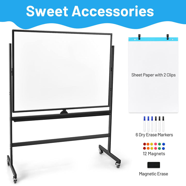 Double-Sided Magnetic Dry Erase Mobile Whiteboard - Giantex