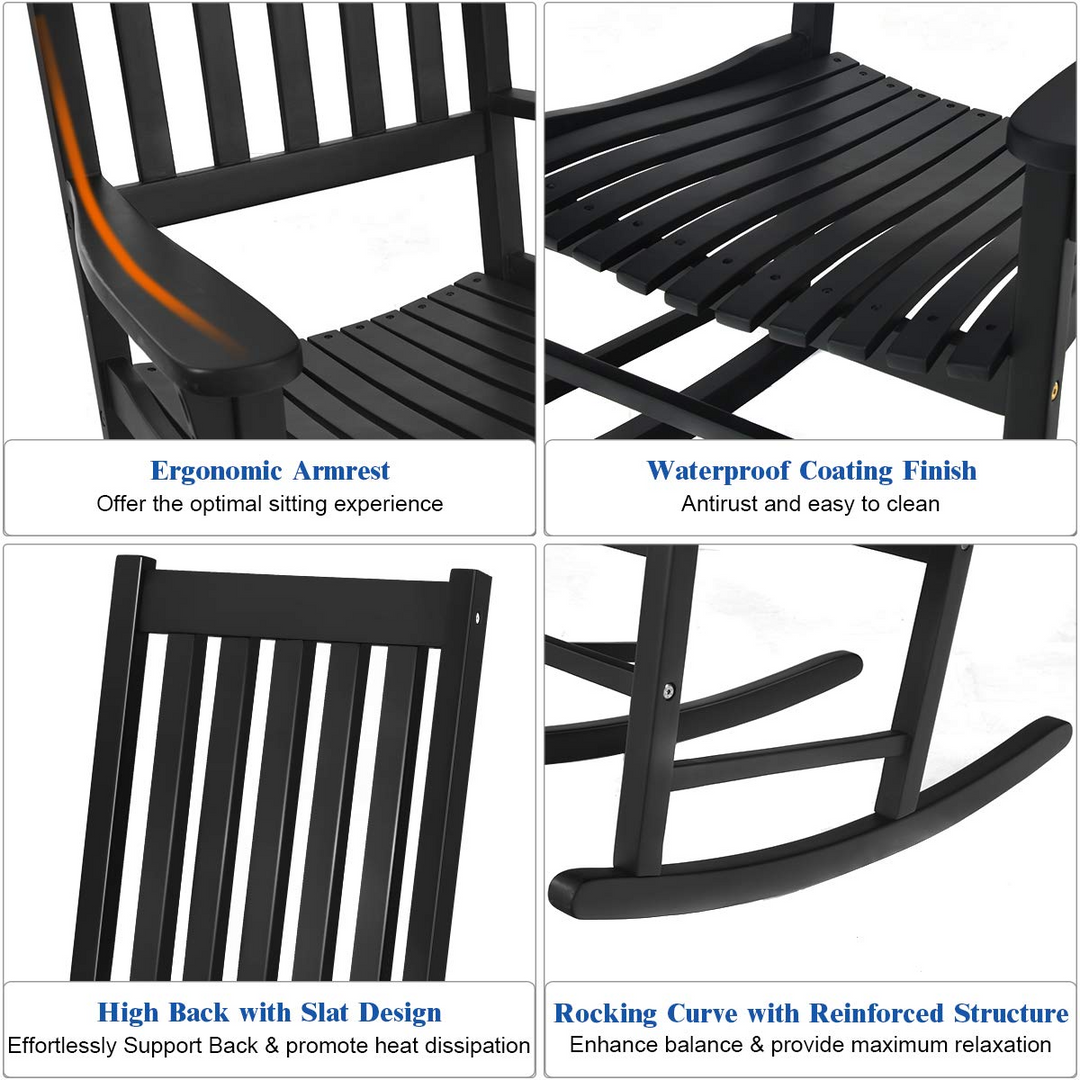 Giantex Rocking Chair Acacia Wood Frame Outdoor&amp; Indoor
