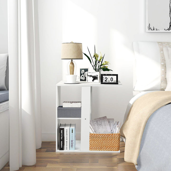Giantex End Table C Shaped Side Table with Storage Shelf Snack Table TV Tray for Coach