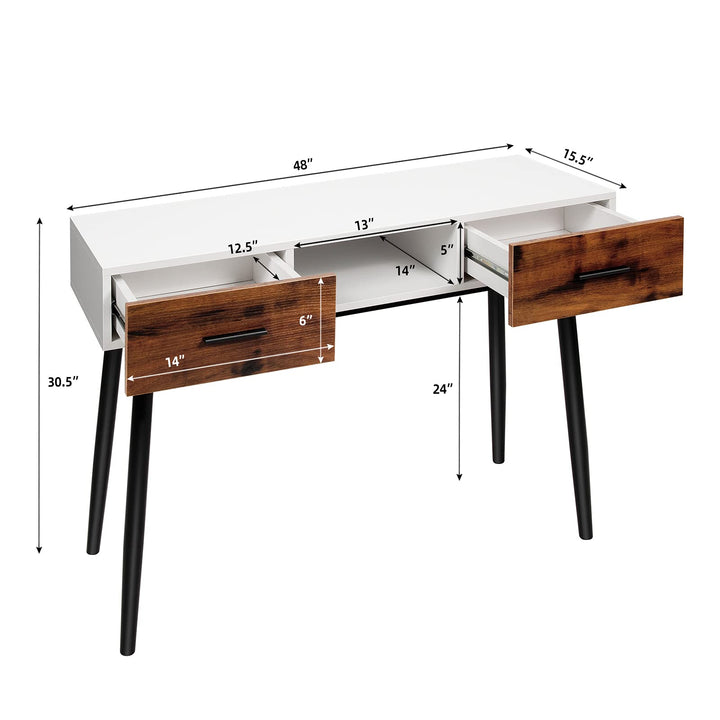 Giantex 48" Console Table, Industrial Style Sofa Table w/ 2 Drawers &amp; Middle Open Shelf