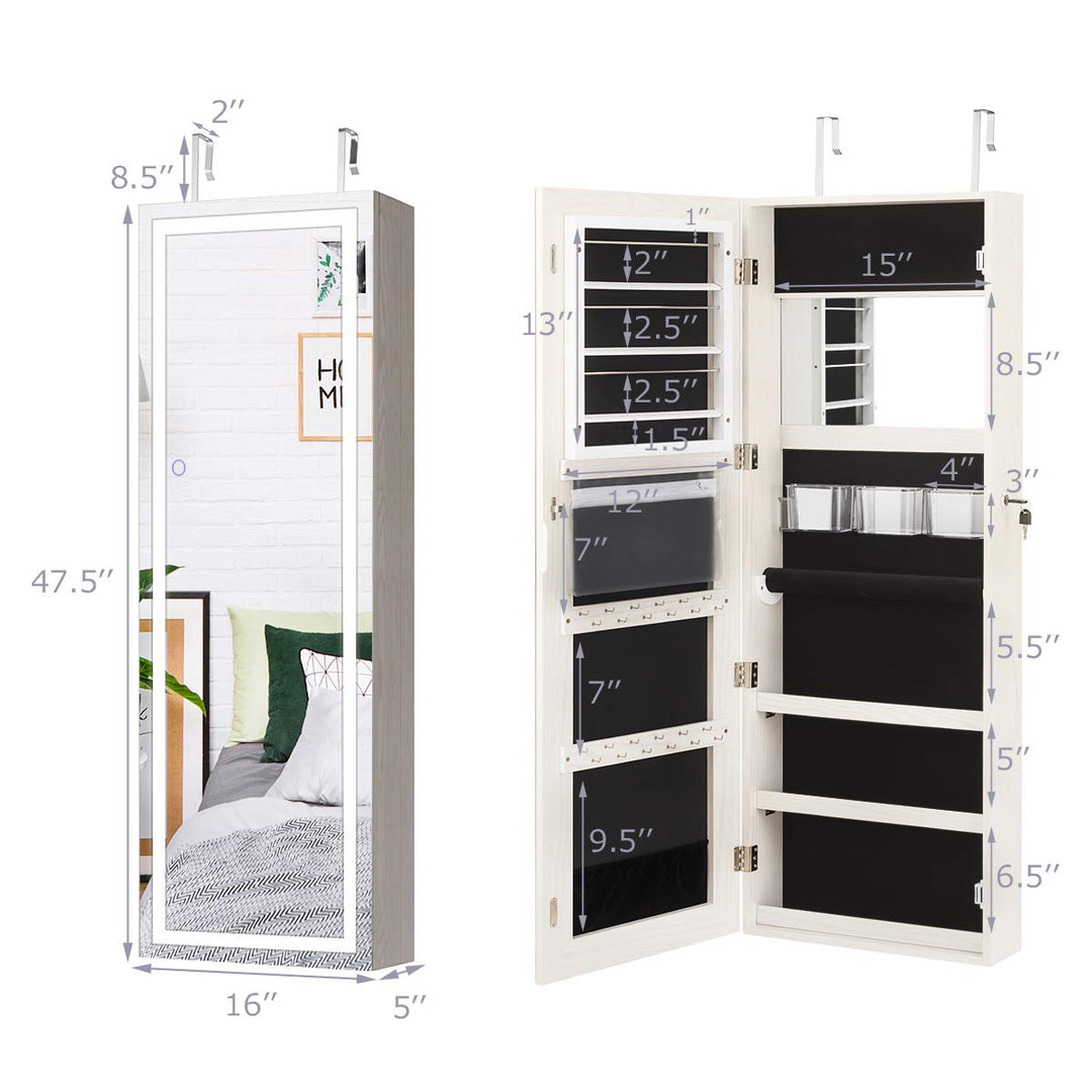 CHARMAID Jewelry Cabinet with LED Touch Screen Mirror