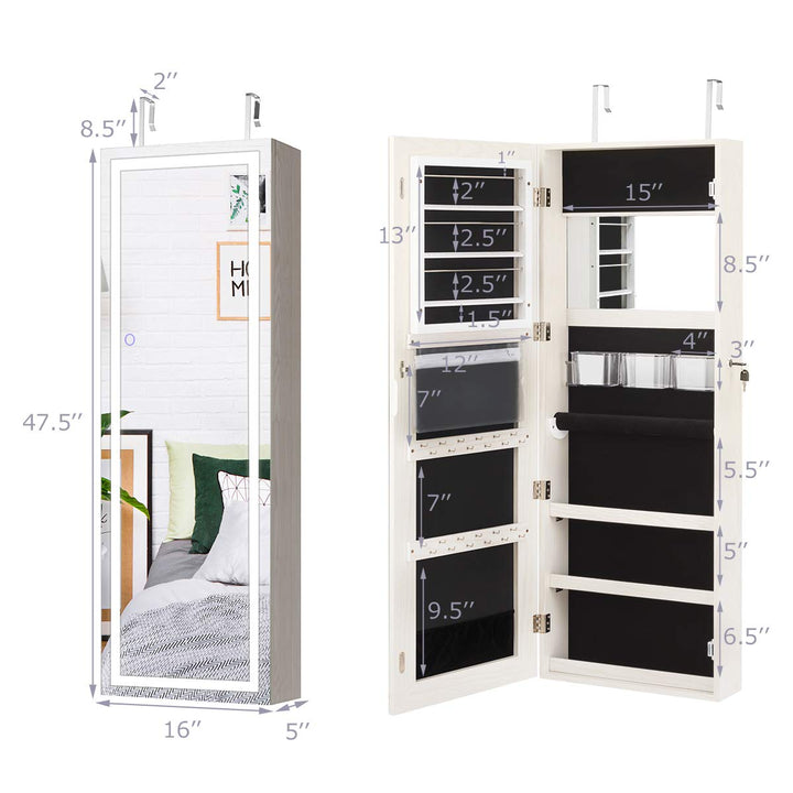CHARMAID Jewelry Cabinet with LED Touch Screen Mirror
