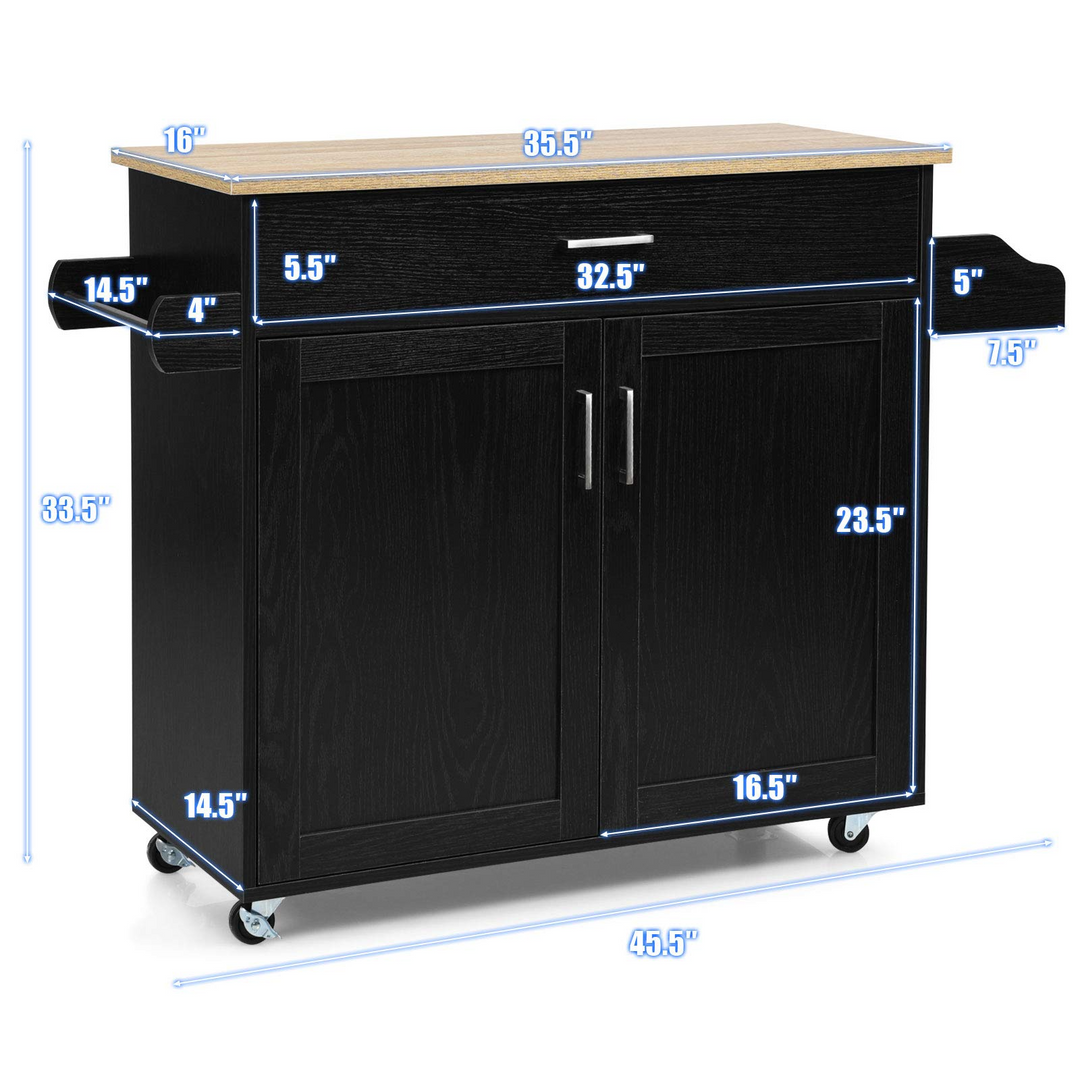Giantex Kitchen Island, Rolling Kitchen Cart with Spice and Towel Rack, Large Drawer &amp; 2-Door Storage Cabinet