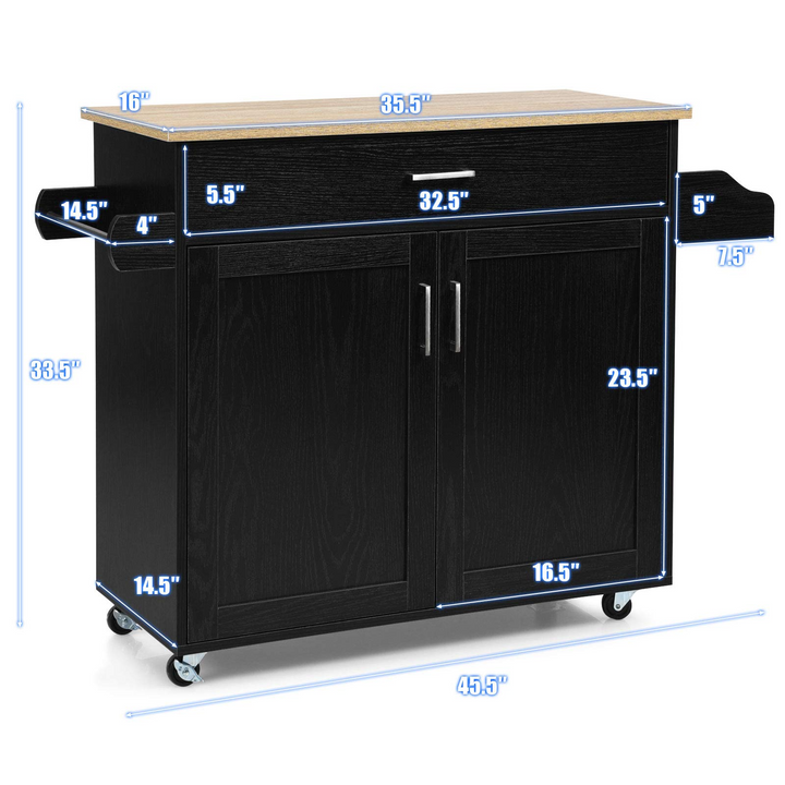 Giantex Kitchen Island, Rolling Kitchen Cart with Spice and Towel Rack, Large Drawer &amp; 2-Door Storage Cabinet