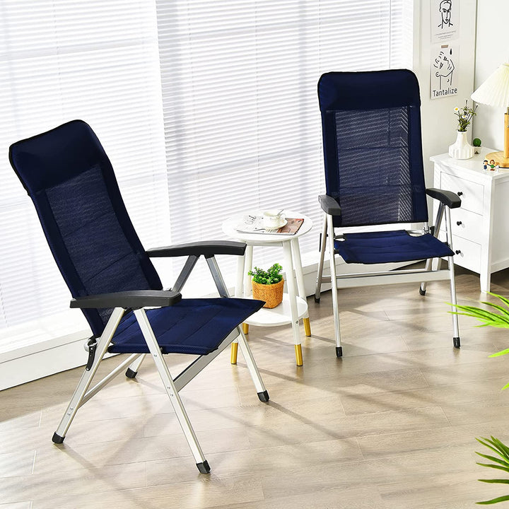 Giantex Patio Dining Chair with Adjust Portable Headrest-Blue