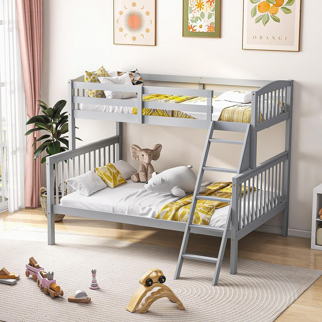 Giantex Bunk Bed, Solid Wood Detachable Bed Frame with High Guardrails &amp; Integrated Ladder