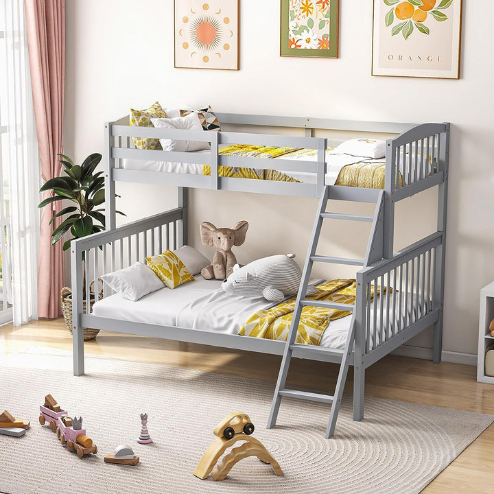 Giantex Bunk Bed, Solid Wood Detachable Bed Frame with High Guardrails &amp; Integrated Ladder