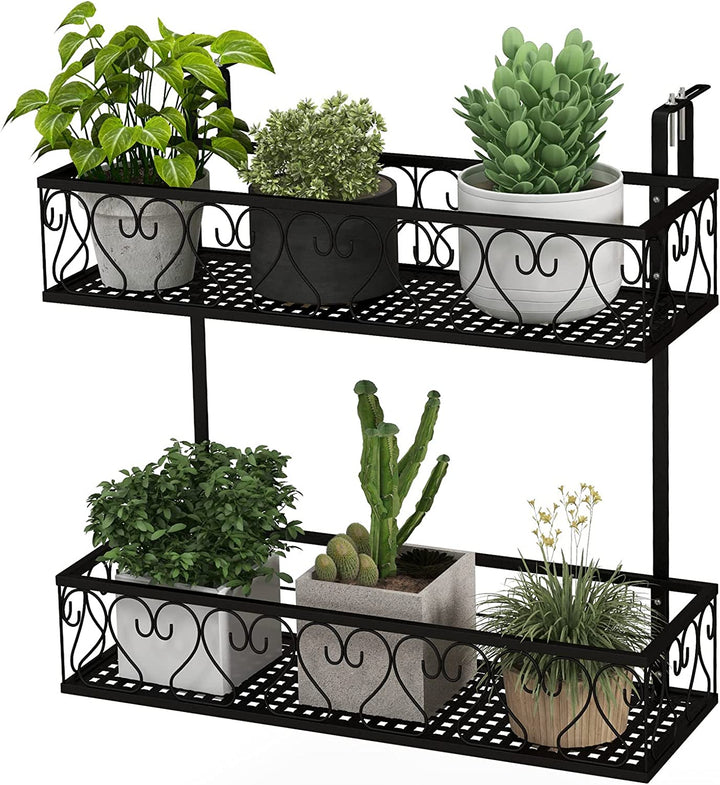 Giantex Balcoy Flower Pot Stand Rack w/ Adjustable Hooks &amp; 2 Planter Baskets
