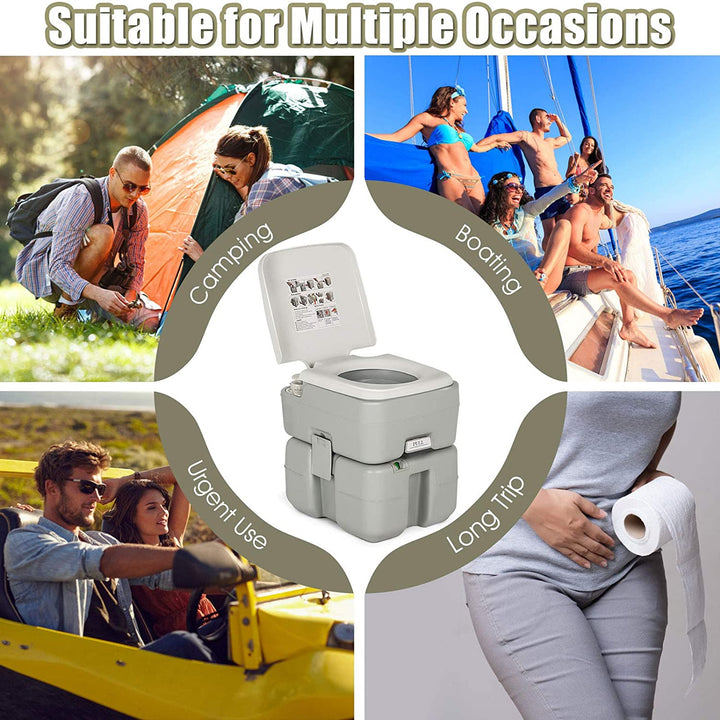 Portable RV Toilet 5.3 Gallon with Level Indicator &amp; 3-Piston Pump Flush