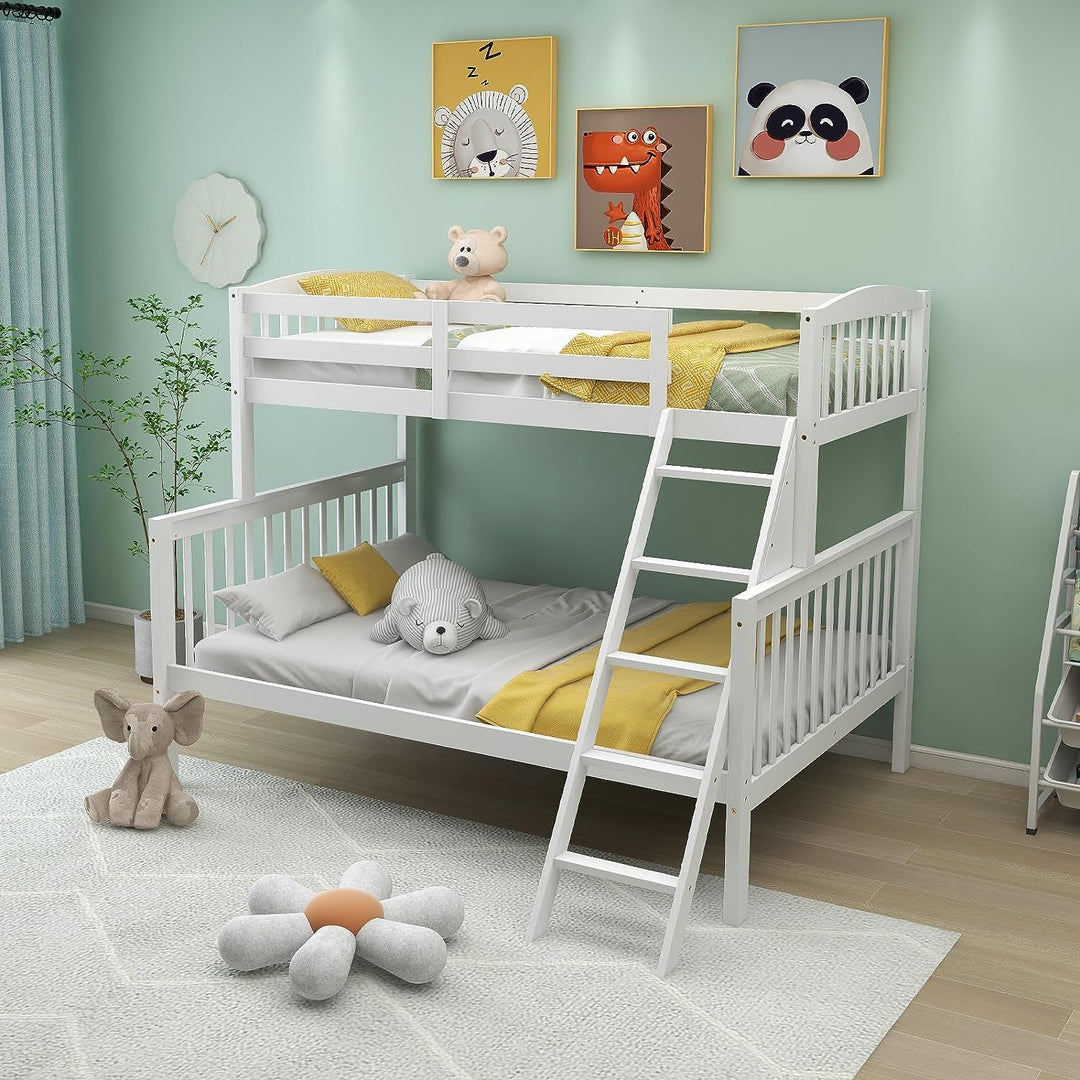 Giantex Bunk Bed, Solid Wood Detachable Bed Frame with High Guardrails &amp; Integrated Ladder