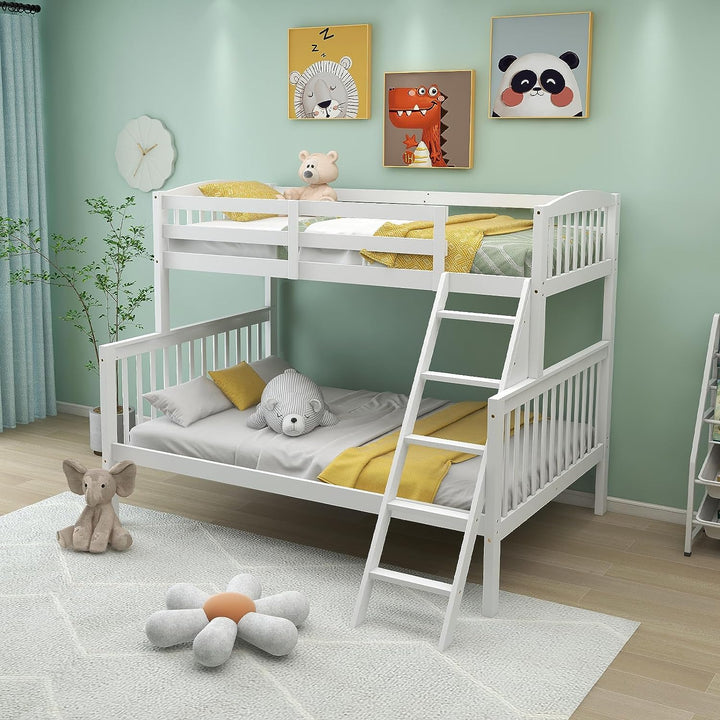 Giantex Bunk Bed, Solid Wood Detachable Bed Frame with High Guardrails &amp; Integrated Ladder