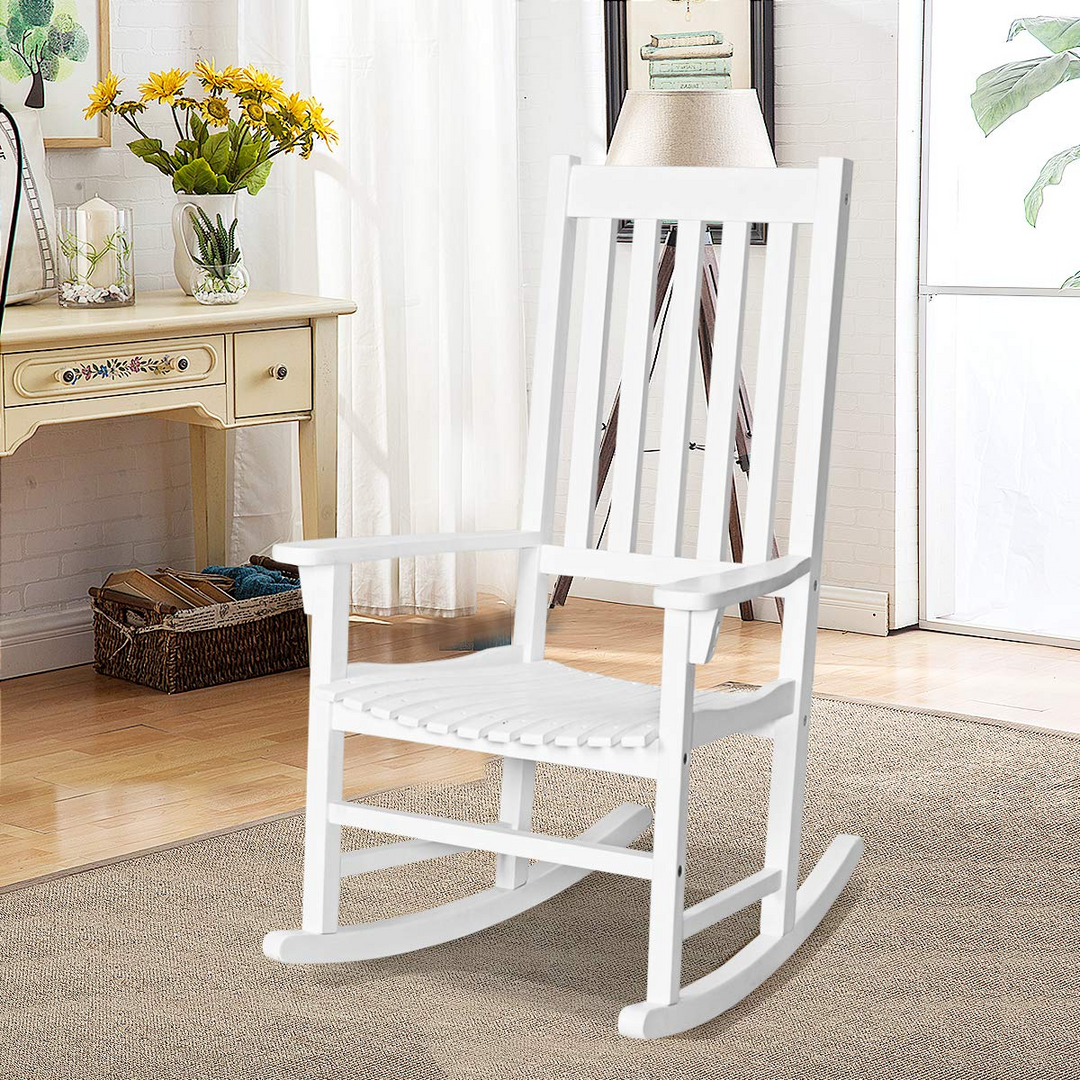 Giantex Rocking Chair Acacia Wood Frame Outdoor&amp; Indoor