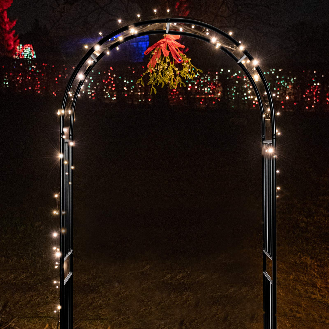 Giantex 7.2Ft Garden Arch, Outdoor Steel Arbor w/Stakes