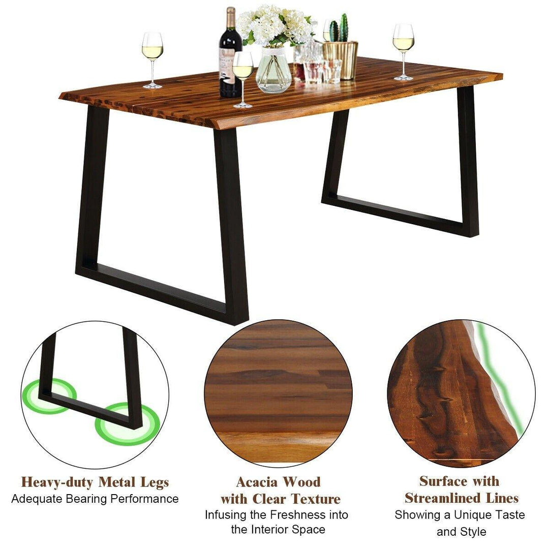 Rectangular Acacia Wood Dining Table Rustic Indoor &amp;Outdoor Furniture - Giantexus