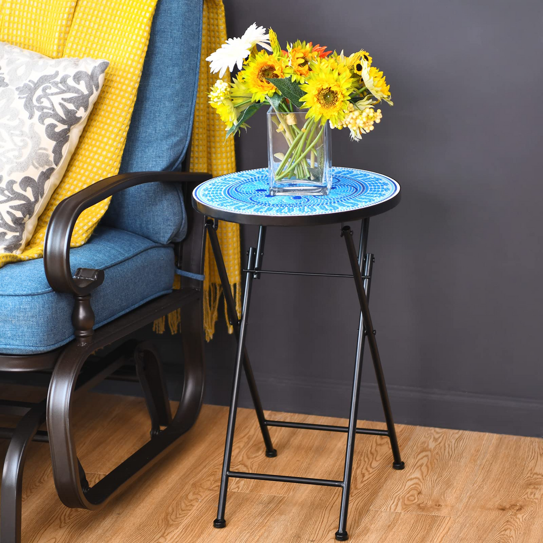 Giantex Folding Mosaic Patio Table, 14&