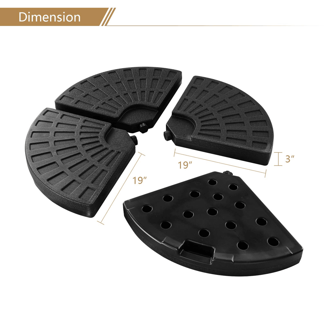 Giantex Patio Offset Umbrella Base Stand w/Sand/Water Filled 4-Pieces Base Plates (Round Base) - Giantexus