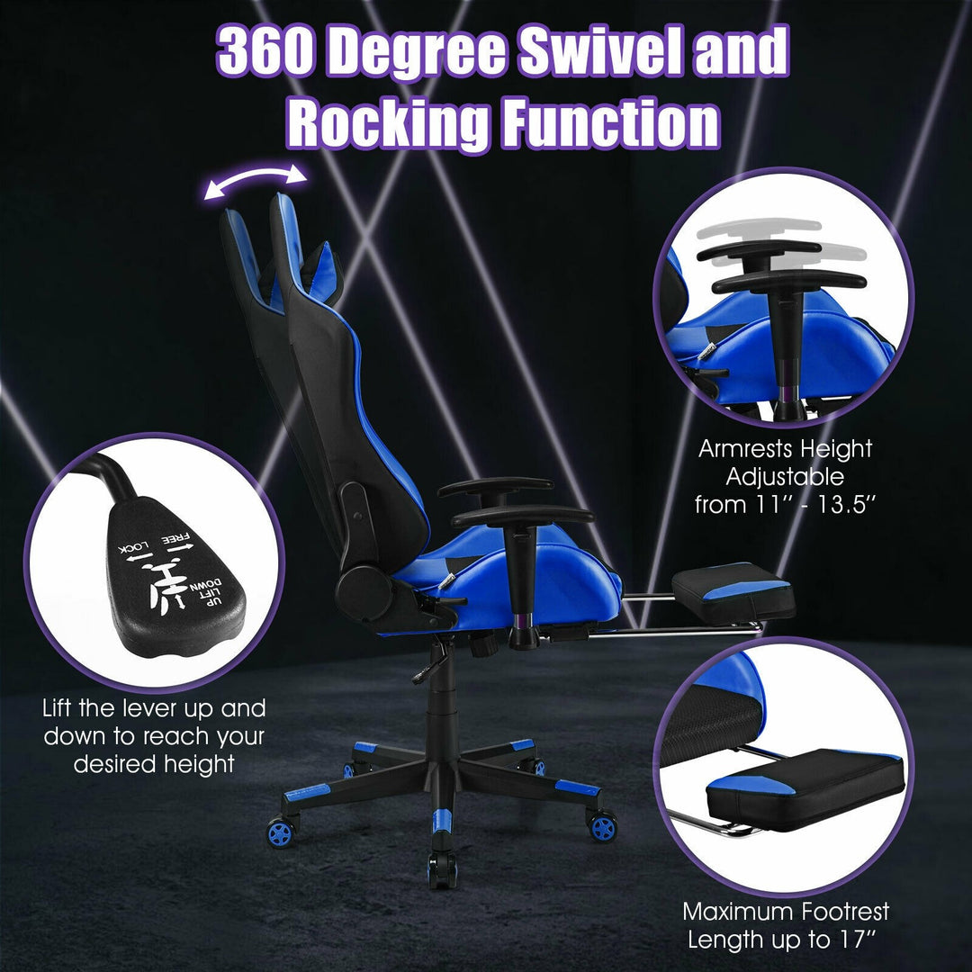 Massage Gaming Chair, Adjustable High Back with Health Massager Lumbar Support