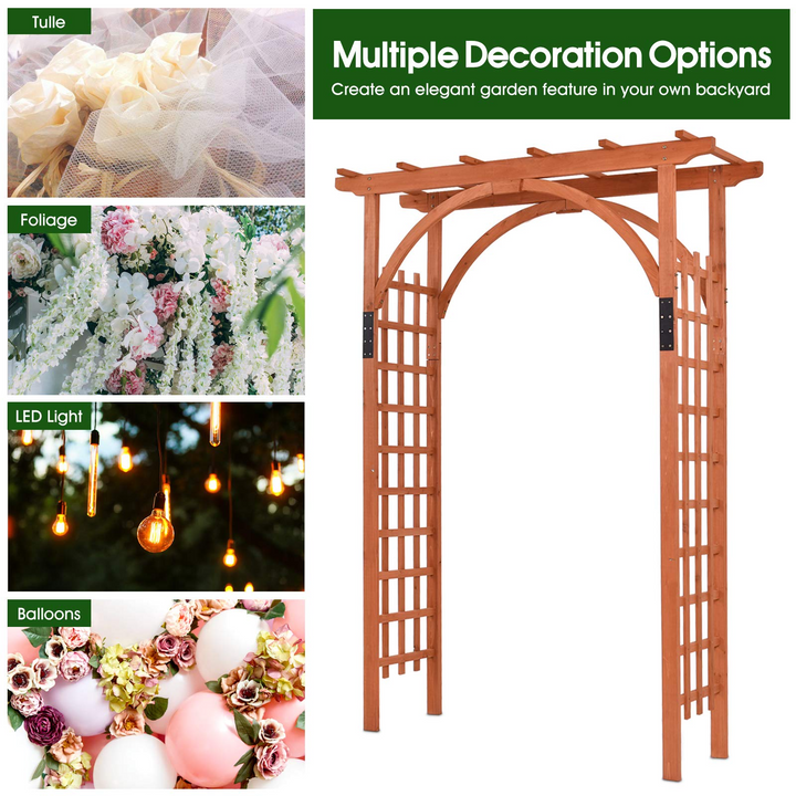 Giantex 85in Wood Arbor Wedding Arch Garden Trellis Pergola Arbor