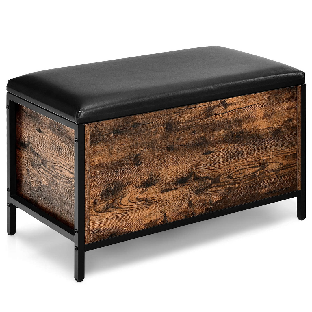Giantex Industrial Storage Bench, Flip Top Storage Ottoman, Toy Box Organizer