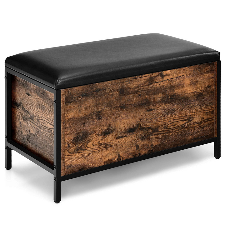 Giantex Industrial Storage Bench, Flip Top Storage Ottoman, Toy Box Organizer