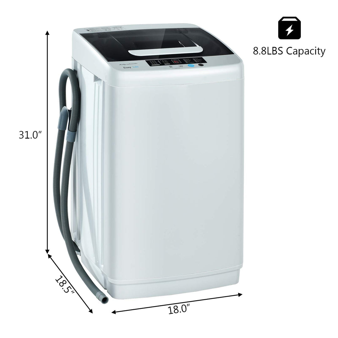 8.8lbs Washer and Dryer Combo, 1.04 cu.ft 10 Programs Built-in Drain Pump, Energy Saving Top Load Washer for Apartment Dorm - Giantexus
