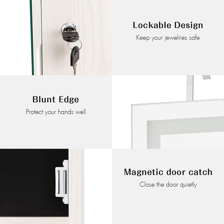 CHARMAID Jewelry Cabinet with LED Touch Screen Mirror
