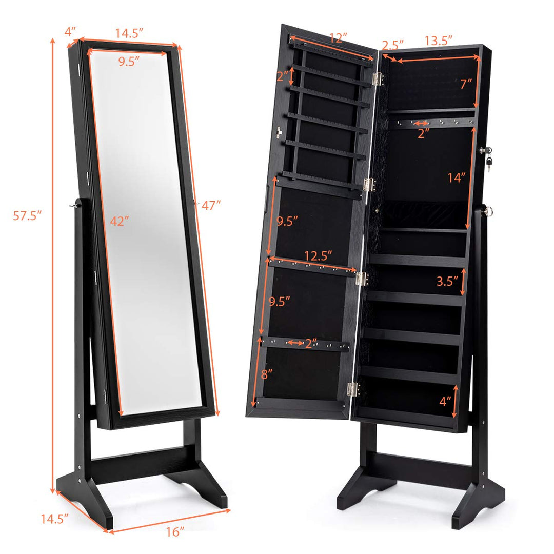 CHARMAID Freestanding Lockable Jewelry Organizer Box with Large Storage Capacity