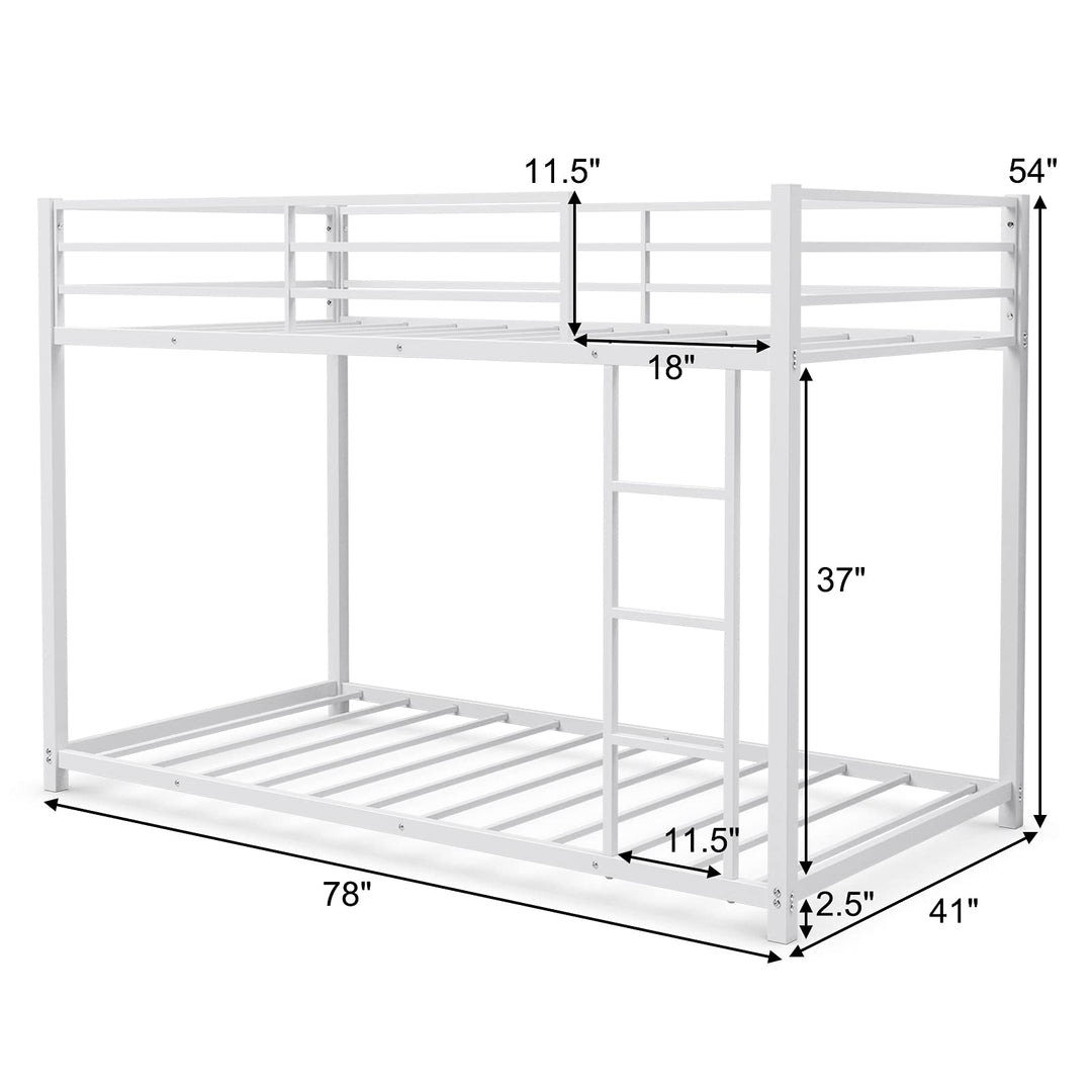 Classic Bunk Bed Frame with Safety Guard Rails &amp; Side Ladder