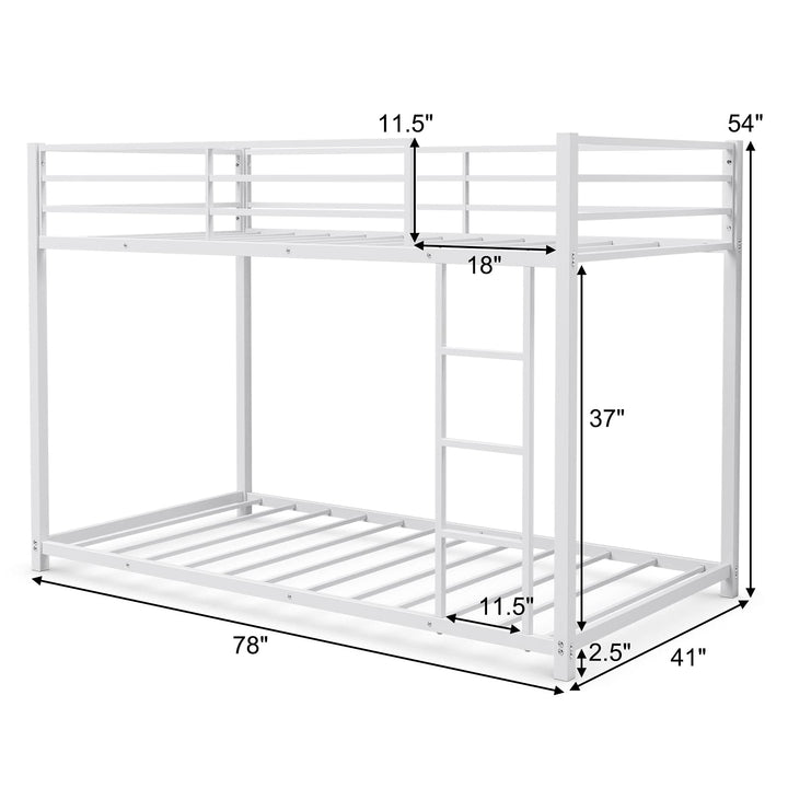 Classic Bunk Bed Frame with Safety Guard Rails &amp; Side Ladder