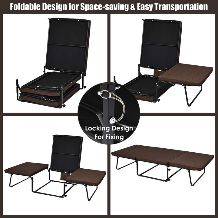 Giantex Folding Ottoman Sleeper Bed, 3 in 1 Multi-Function Convertible Chair Bed with 6 Position Adjustable