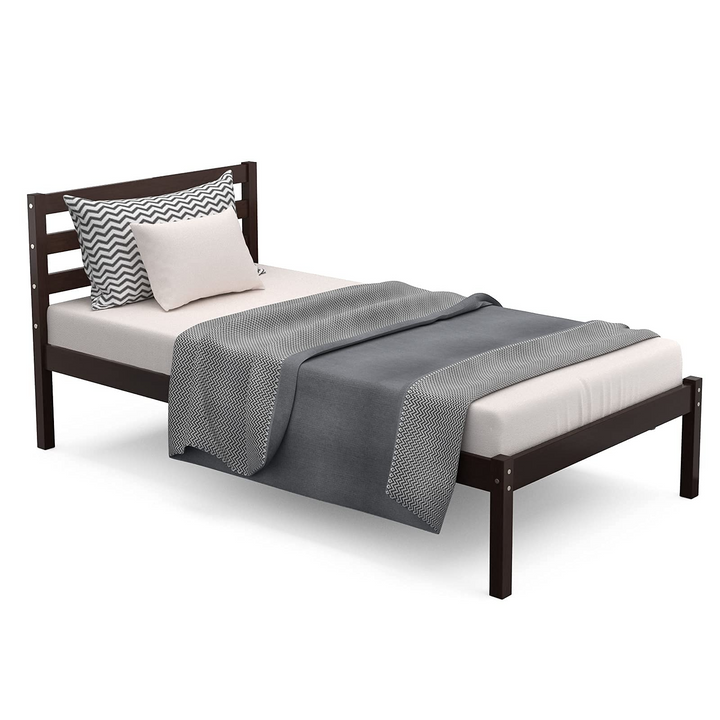 Giantex Twin Size Wood Slat Support, No Spring Needed, Bed Mattress Foundation, Espresso