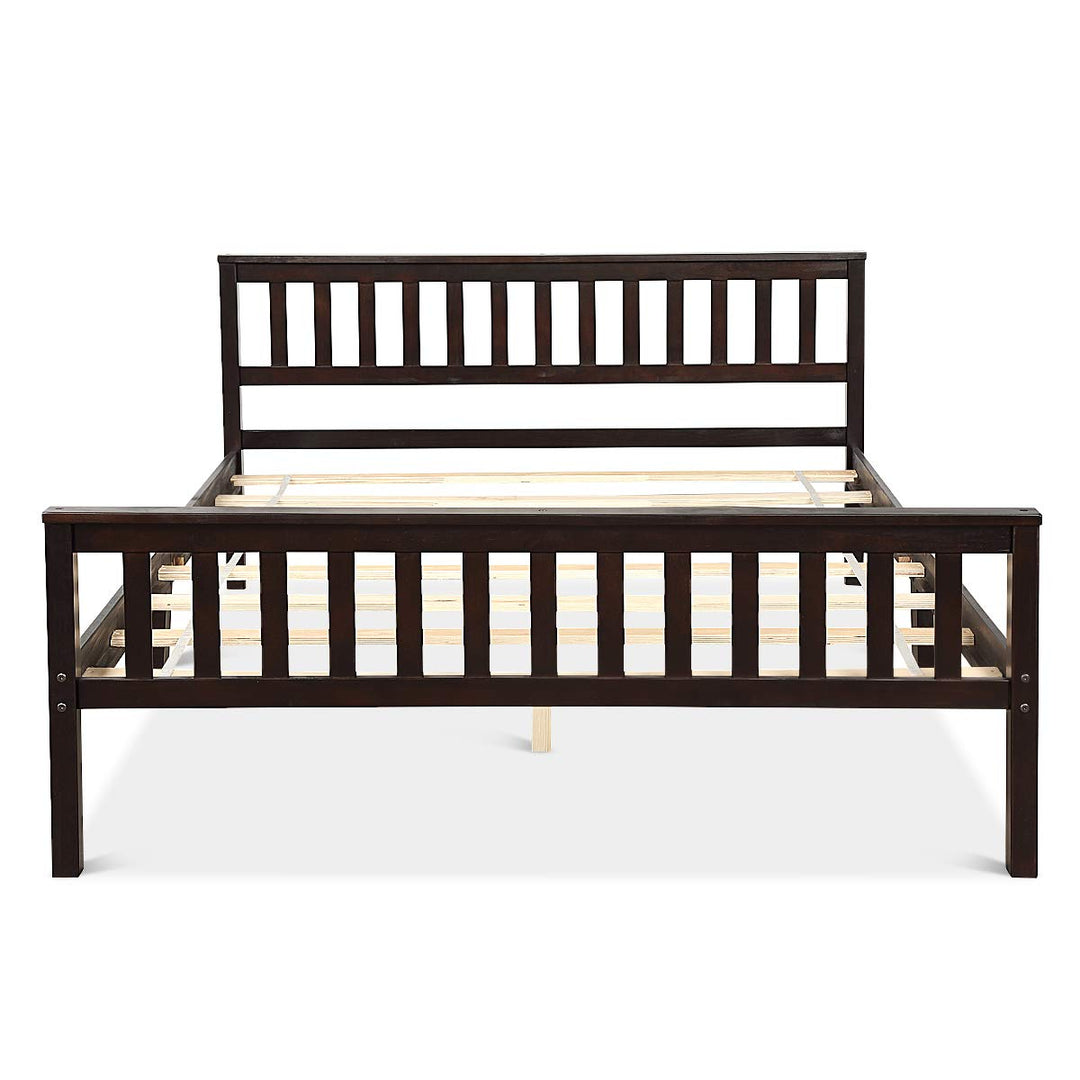 Giantex Queen Size Wood Slats Great Support with Six Legs, No Box Spring Needed, Antique Espresso