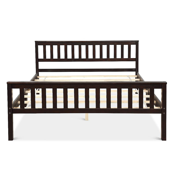 Giantex Queen Size Wood Slats Great Support with Six Legs, No Box Spring Needed, Antique Espresso