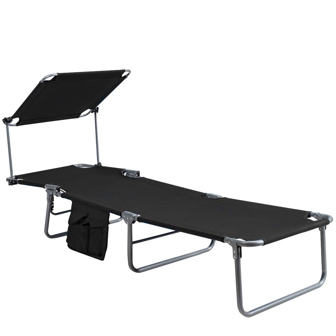 Giantex Lounge Chaise Chair Position and Shade Adjustable W/Canopy and Storage Pocket