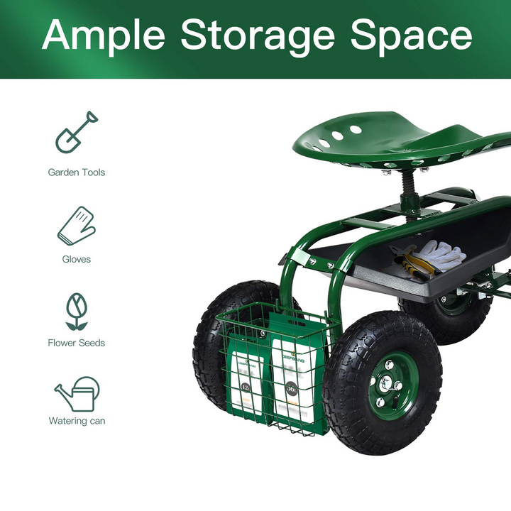 Giantex Mobile Garden Workseat, Lawn Wagon Cart